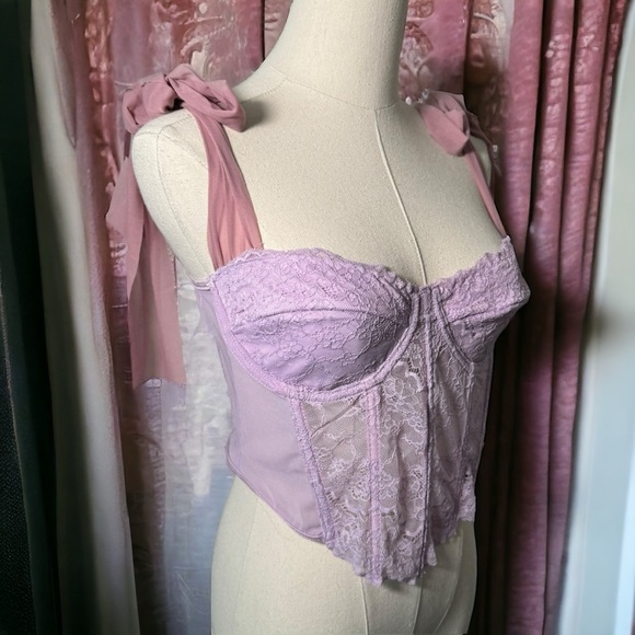 Tops - NEW Lilac and pink tulle  tie shoulder bustier pastel Fairycore L